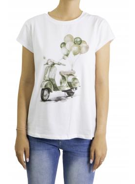 t shirt con vespa e palloncini 